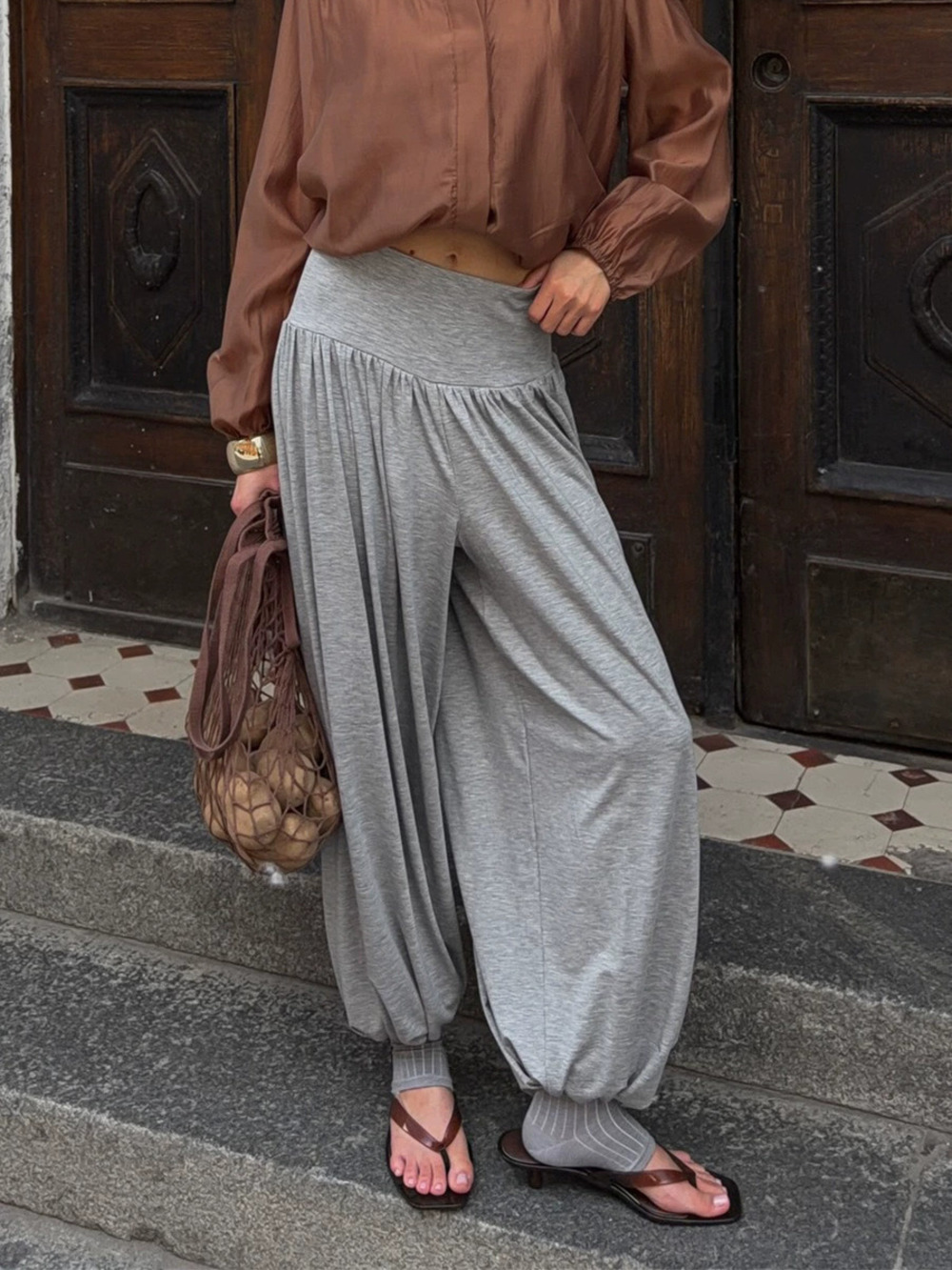 ZARA Womens Loose Draped Balloon Pants Casual Commuter Spring Autumn Versatile